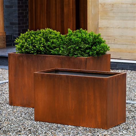 metal planters boxes|rustic metal planter boxes.